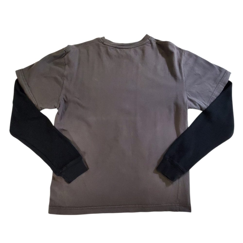 2506 * Vans Boys Skate Clops Graphic Layered Long Sleeve Tee Gray Black Size M - Picture 3 of 8